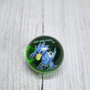 Vintage Pokemon Golduck #55 Marble Green Clear Glass Toy Biz Collectible
